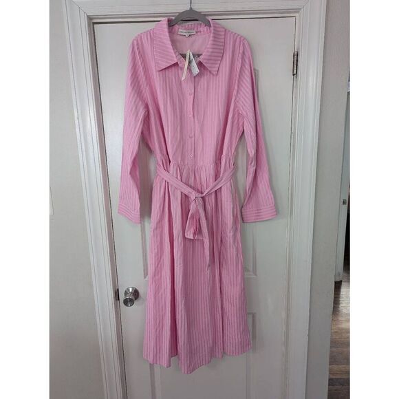 English Factory Striped Shirt Maxi Dress size 2X pink plus size NWTs Anthro - Picture 4 of 12